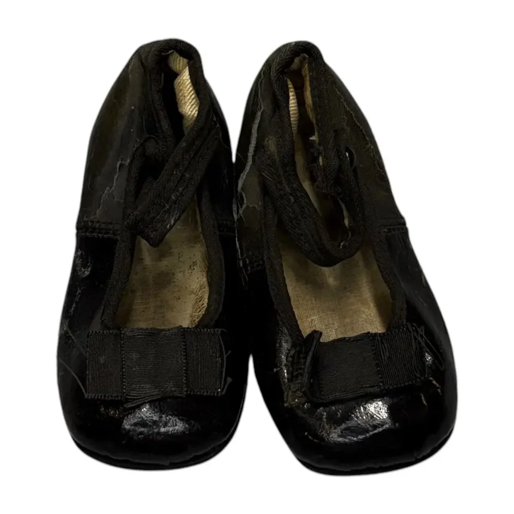 Antique Kreider Black Leather Baby Mary Jane Shoes Vintage